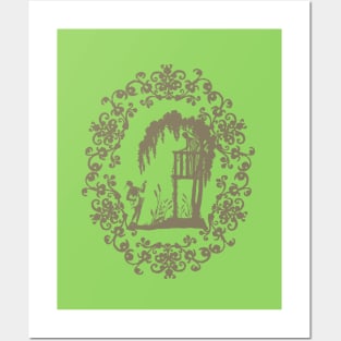 Balcony Scene Silhouette - Lime Green Posters and Art